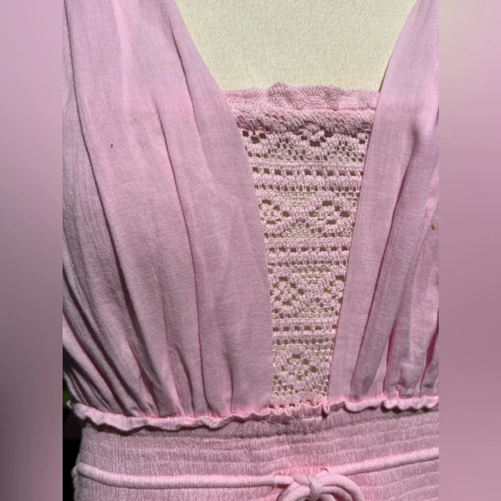 Free people santa maria maxi bohemian dress in pink size large - Picture 10 of 11